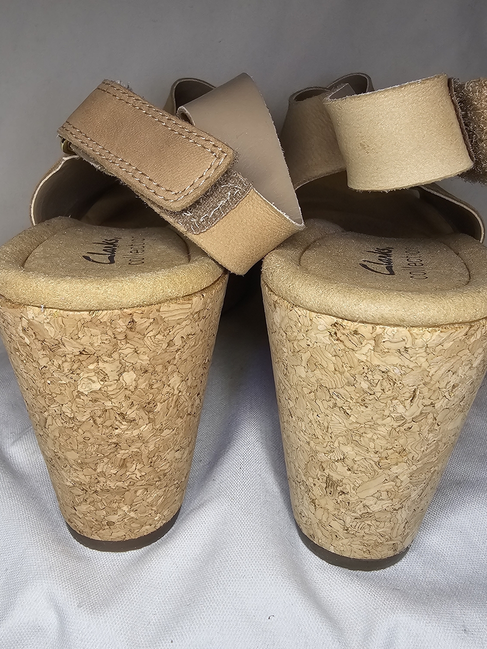 Clarks Annadel Eirwyn Wedge Sandals Size 11W NWT Tan Suede Cork Slingback - Picture 7 of 16